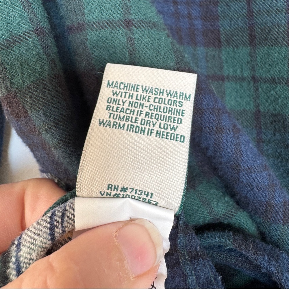 L.L.BEAN Women’s Scotch Plaid Flannel Colorblock Button Down Shirt, Size XL EUC! - Picture 9 of 10